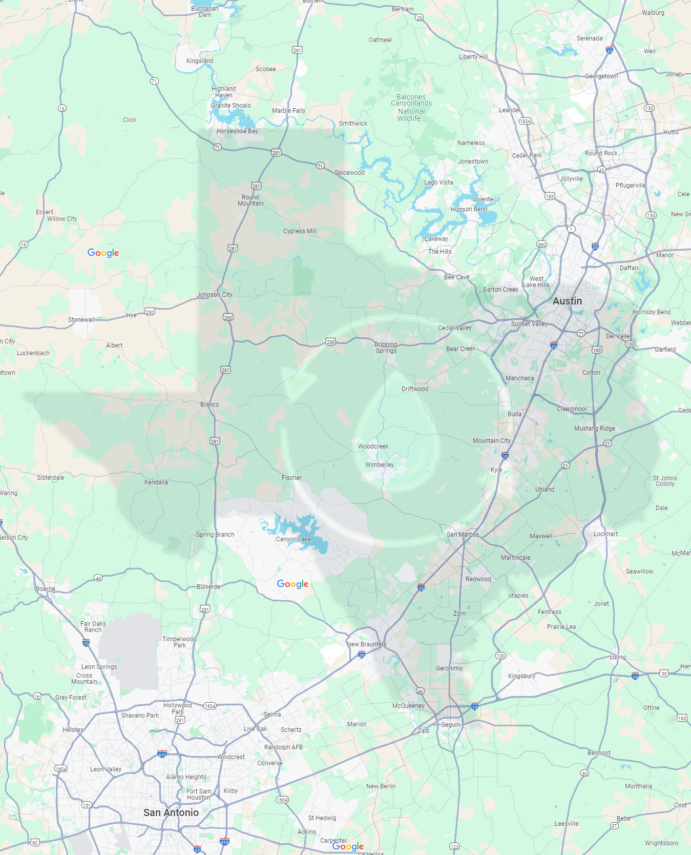 Texas Land Authority Service Area Map