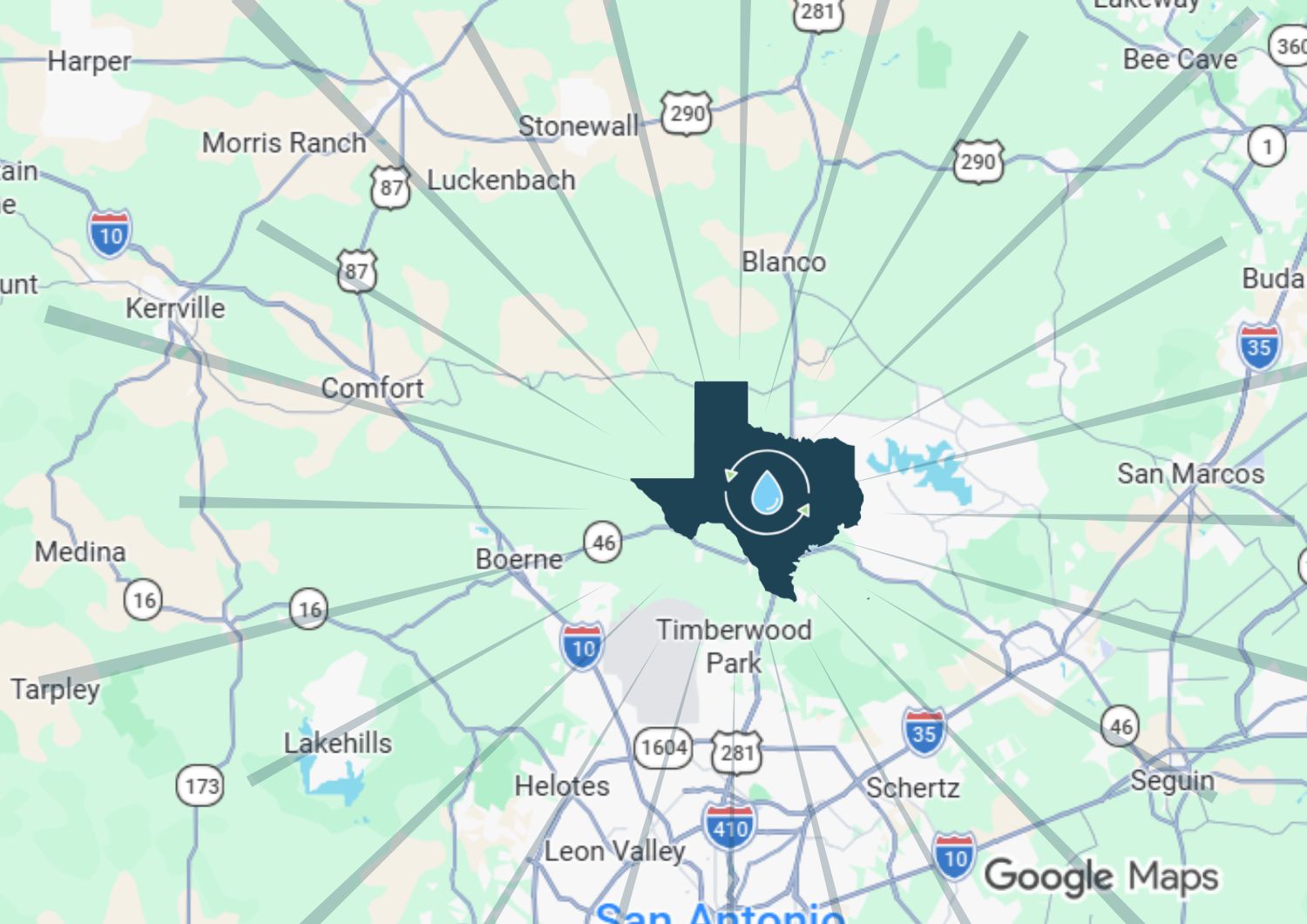 Texas Land Authority private water harvesting company service map